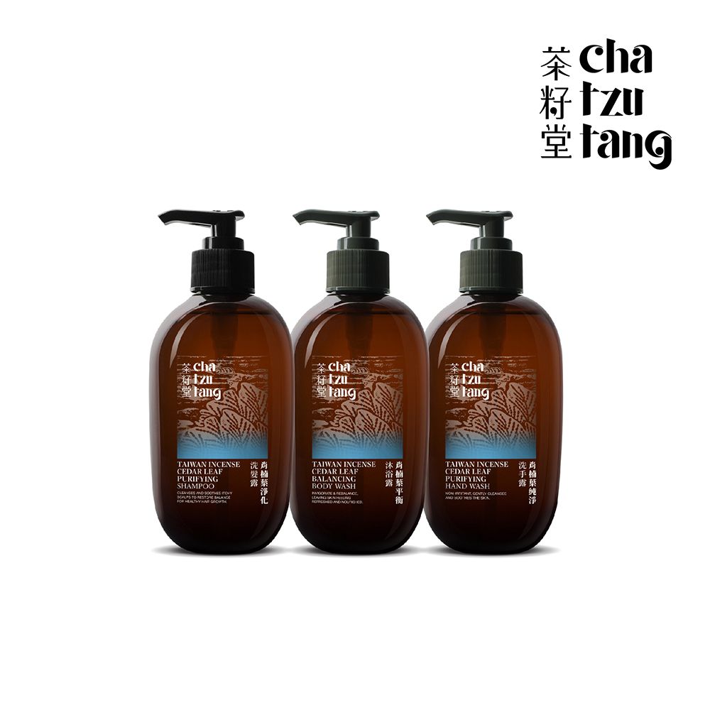 茶籽堂 肖楠葉明星3入組 洗髮露330mL+沐浴露330mL+洗手露330mL(頭皮養護/淨化/平衡/去油/保濕)