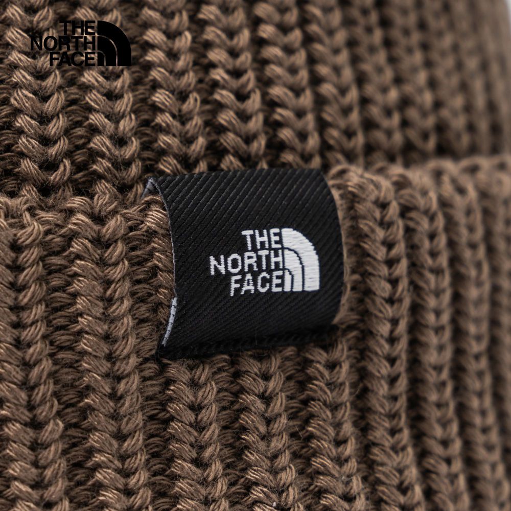 The North Face 北面 UE男女款棕色LOGO布標簡約針織毛帽|55JG1OI