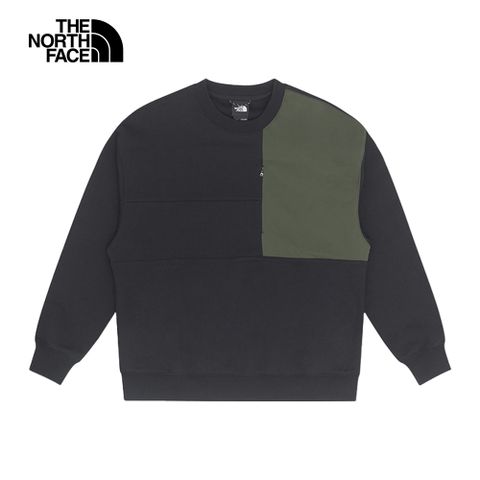 The North Face 北面 UE男款黑色純棉重磅保暖長袖大學T｜8AHTJK3