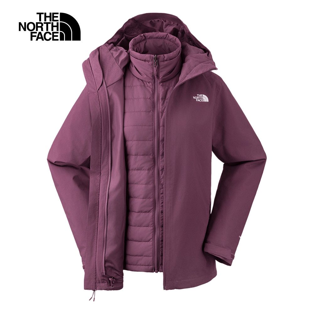 The North Face 北面 女款紫色DryVent防水透氣鋪棉內裡三合一外套｜5B1X1NI 