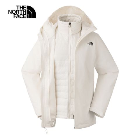 The North Face 北面 女款米白色DryVent防水透氣鋪棉內裡三合一外套｜5B1XQLI