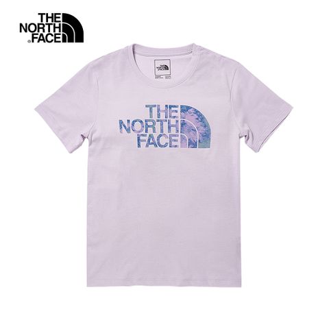The North Face北面女款紫色吸濕排汗暈染LOGO短袖T恤｜7QUJ6S1