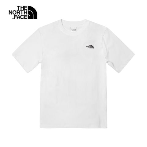 The North Face北面女款白色吸濕排汗簡約圓領短袖T恤｜7QUKFN4
