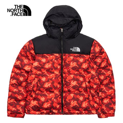 【新年款】The North Face北面男款紅色兔紋迷彩防潑水滿版印花可打包羽絨外套｜3C8DII5