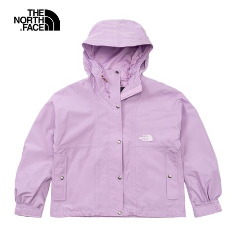 The North Face北面女款紫色防水透氣寬鬆連帽衝鋒衣｜5JYDHCP