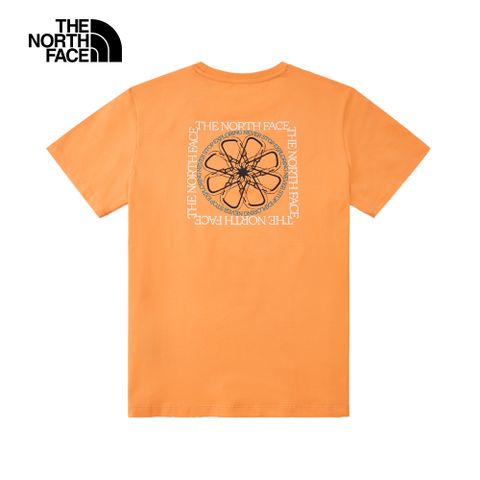 The North Face北面女款橘色吸濕排汗鎖扣標誌印花短袖T恤｜7WFFN6M