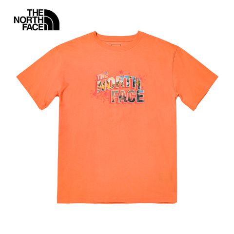 The North Face北面女款橘色風景品牌印花俏皮短袖T恤｜7WEGN6M