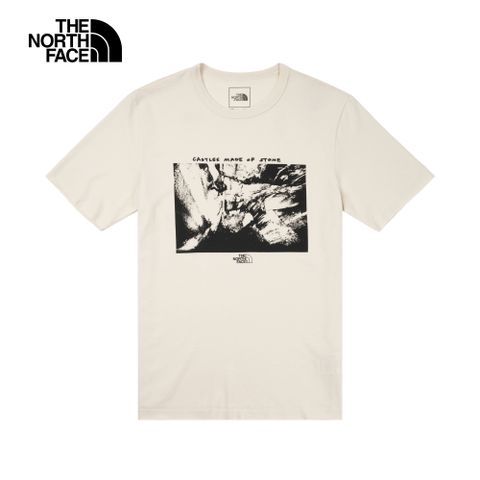 The North Face北面男款米白色胸前印花設計短袖T恤｜5K1C11P