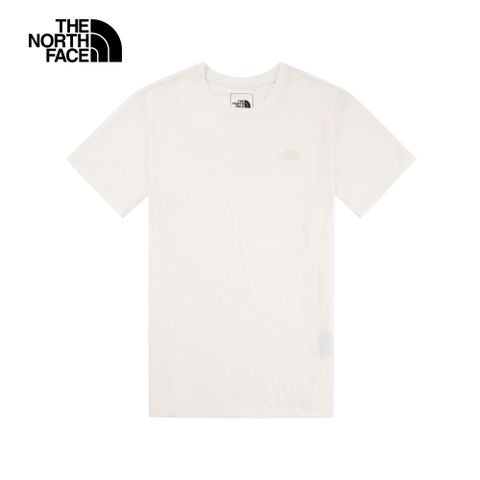 The North Face北面女款白色吸濕排汗LOGO休閒短袖T恤｜7QUKN3N