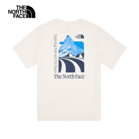 The North Face北面男款米白色純棉背部大尺寸印花短袖T恤｜86MHN3N