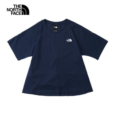 The North Face北面UE女款深藍色吸濕排汗腰部抽繩短袖T恤｜83PB8K2