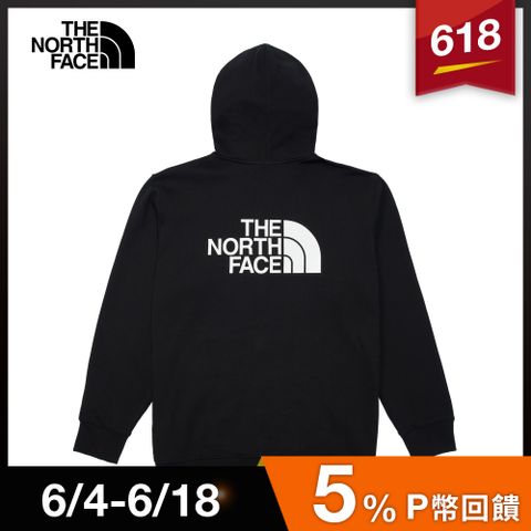 The North Face北面男女款黑色純棉品牌LOGO連帽外套｜83ORJK3