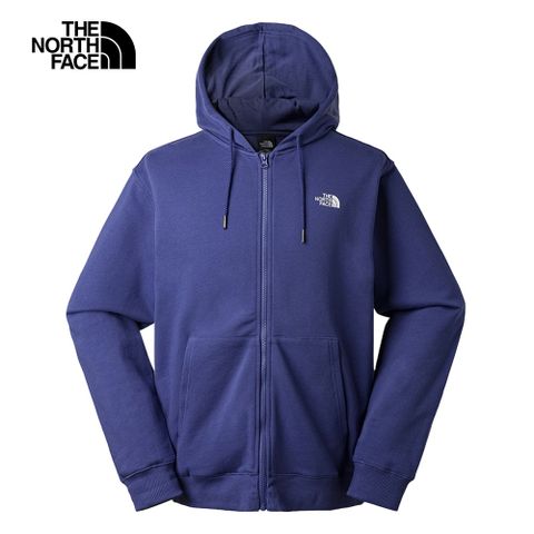 The North Face 北面 男女款藍紫色純棉大尺寸LOGO連帽外套83ORI0D