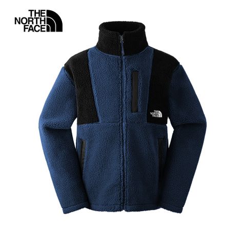 The North Face北面男女款藍色舒適保暖多口袋立領抓絨外套｜87VM92A