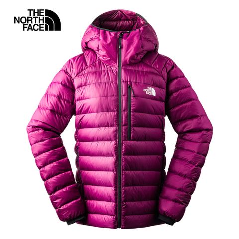 The North Face北面女款玫瑰紅防潑水舒適保暖可打包連帽羽絨外套｜7UTZI0H