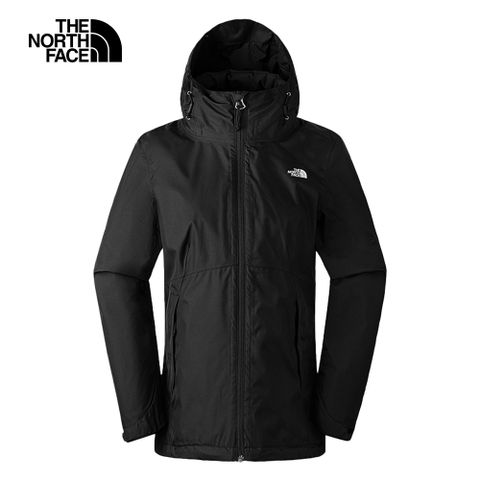 The North Face北面女款黑色防水透氣保暖連帽三合一外套｜88RXJK3