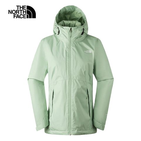 The North Face北面女款綠色防水透氣保暖連帽三合一外套｜88RXI0G