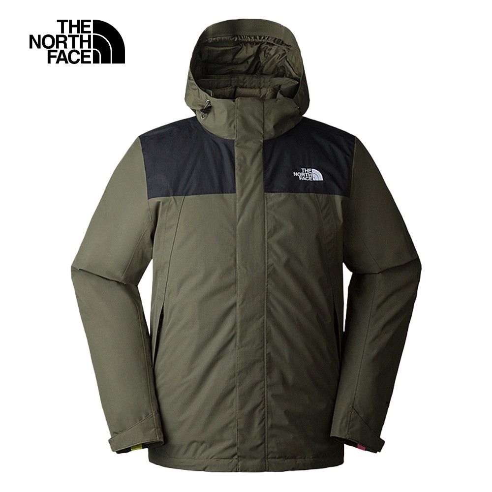 The North Face 北面 男款綠黑拼接防水透氣保暖連帽三合一外套892A21L