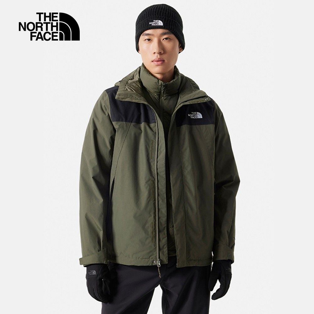 The North Face 北面 男款綠黑拼接防水透氣保暖連帽三合一外套892A21L