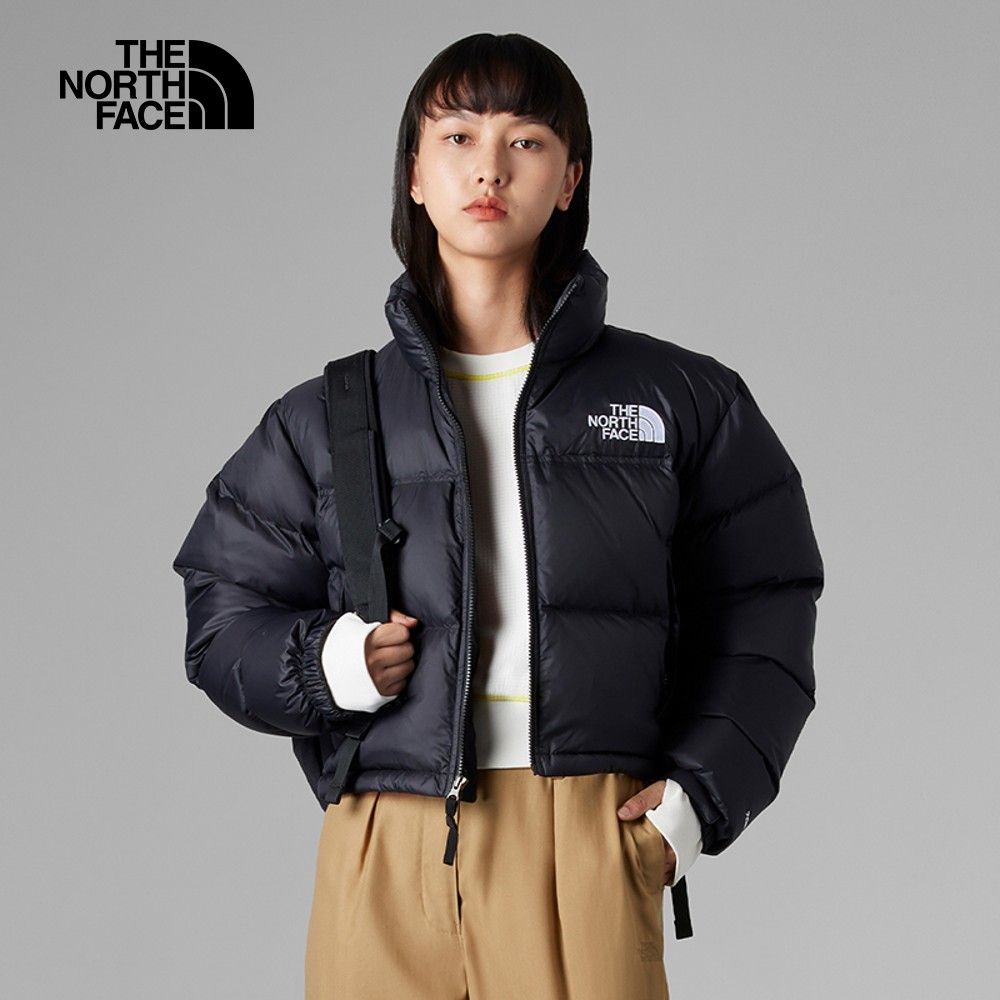 The North Face 北面 UE女款黑色防潑水舒適保暖短版羽絨外套5GGEKX7