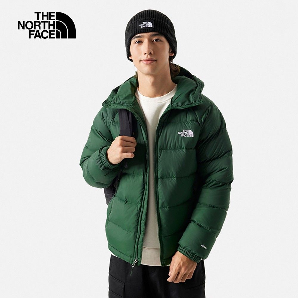 The North Face 北面 男款綠色舒適保暖連帽羽絨外套7W7GI0P