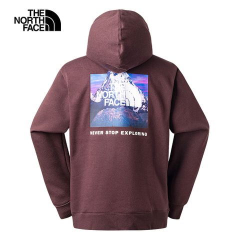 The North Face 北面 男女款豆沙色背部山峰印花設計長袖帽T86Q2I0I