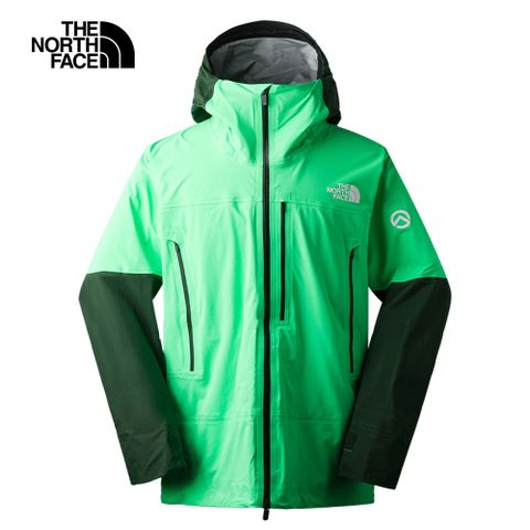 The North Face北面男款綠色拼接防水透氣可調節連帽衝鋒衣｜82WK8YK