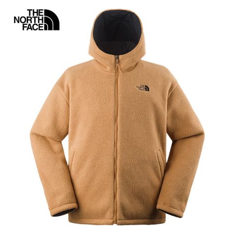 The North Face 北面 男款卡其色防風保暖兩面穿連帽抓絨外套7QT7KOM