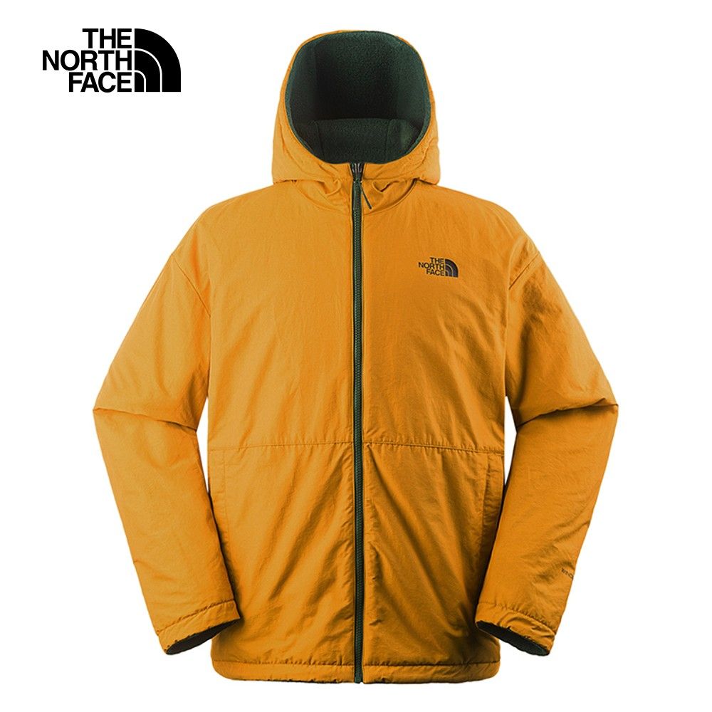 The North Face 北面 男款綠色防風保暖兩面穿連帽抓絨外套7QT7O11