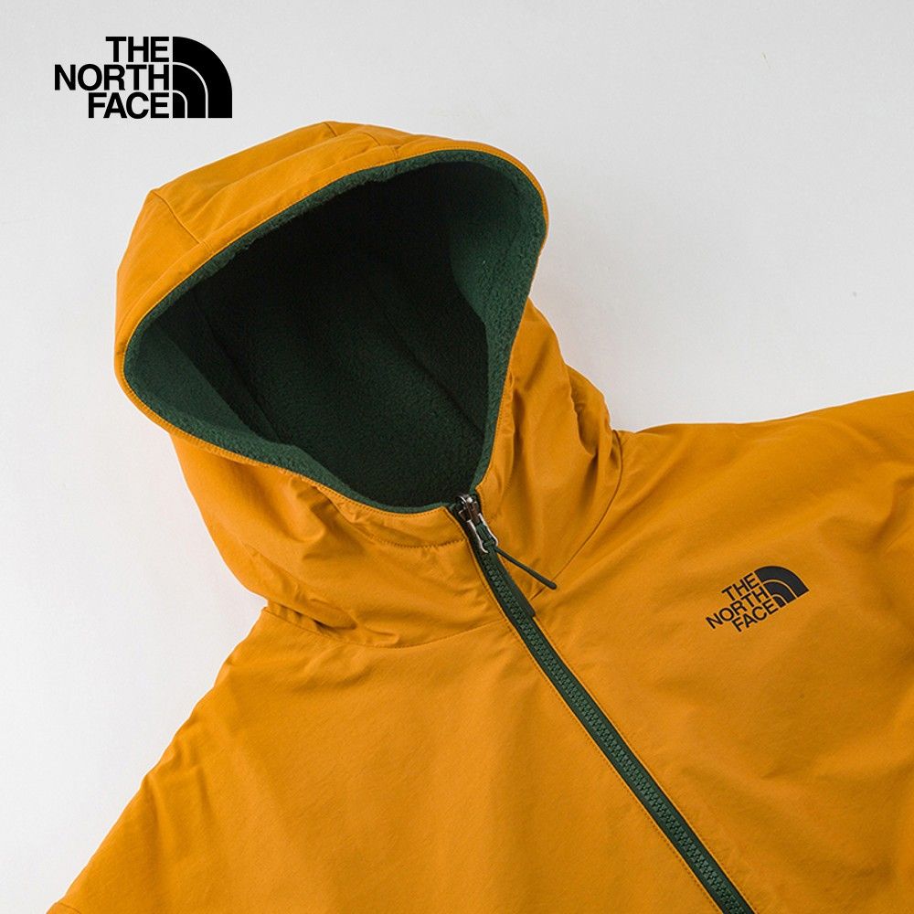 The North Face 北面 男款綠色防風保暖兩面穿連帽抓絨外套7QT7O11