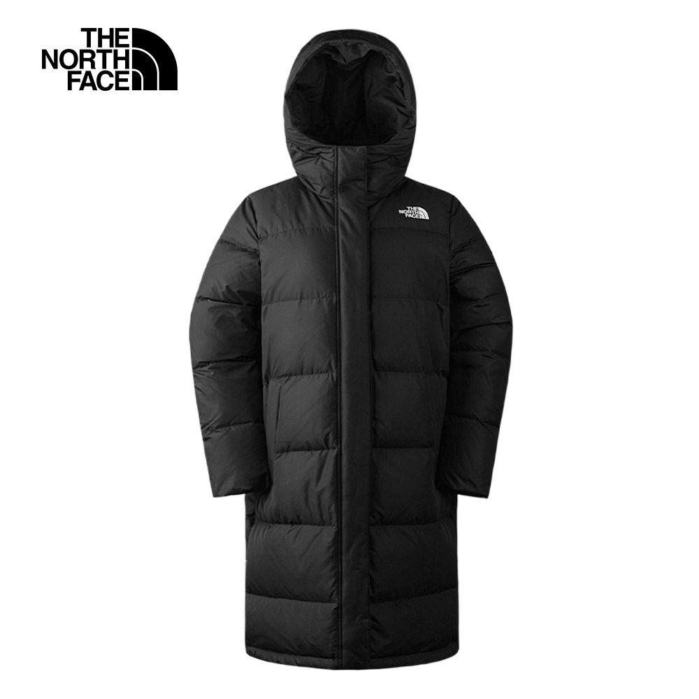 The North Face 北面 女款黑色防風防潑水保暖長版連帽羽絨外套81SAJK3