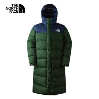 【經典ICON】The North Face北面男款綠色防潑水保暖舒適長版連帽羽絨外套｜832JOAS