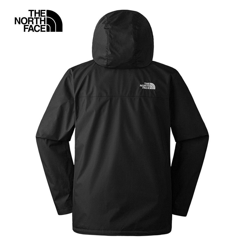 The North Face 北面 男款黑色防水透氣保暖可調節收納連帽衝鋒衣88FRJK3