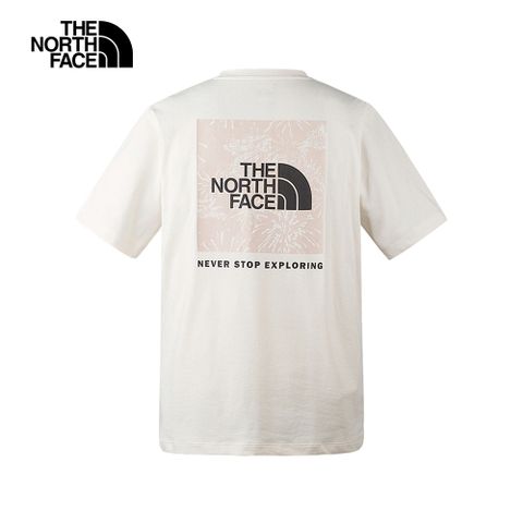 【新年款】The North Face北面男女款白色舒適透氣大尺寸煙火LOGO印花短袖T恤｜89U4QLI