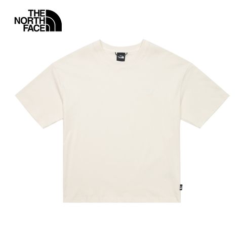 The North Face北面UE男款白色純棉落肩設計舒適休閒短袖T恤｜885RQLI