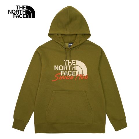 The North Face 北面 男款綠色舒適保暖大尺寸LOGO印花休閒長袖帽T88FSPIB