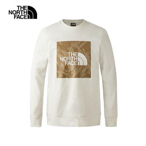 The North Face北面男款白色舒適透氣大尺寸LOGO印花休閒長袖大學T｜88FTQLI
