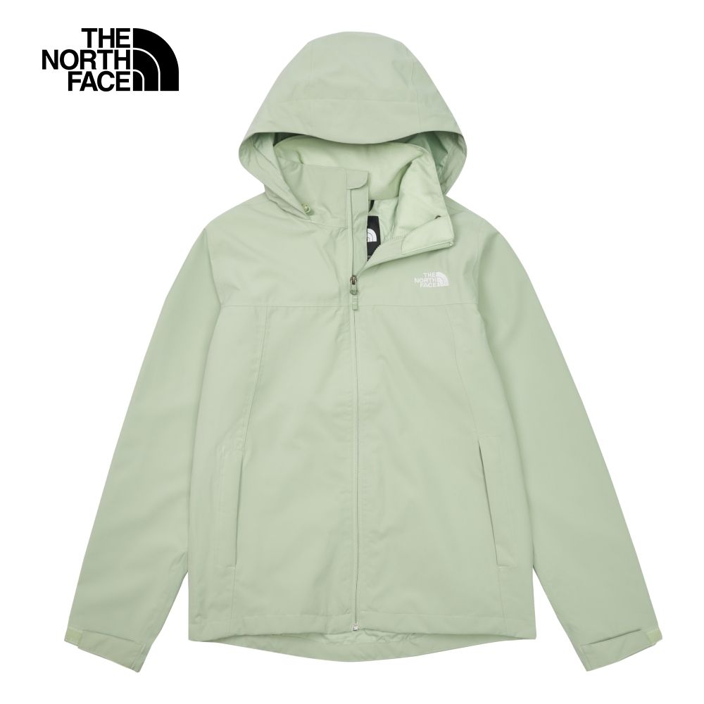 The North Face 北面 女款綠色防水透氣可調節收納連帽衝鋒衣88FYI0G