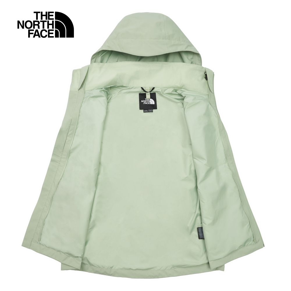 The North Face 北面 女款綠色防水透氣可調節收納連帽衝鋒衣88FYI0G