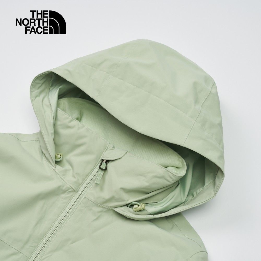 The North Face 北面 女款綠色防水透氣可調節收納連帽衝鋒衣88FYI0G