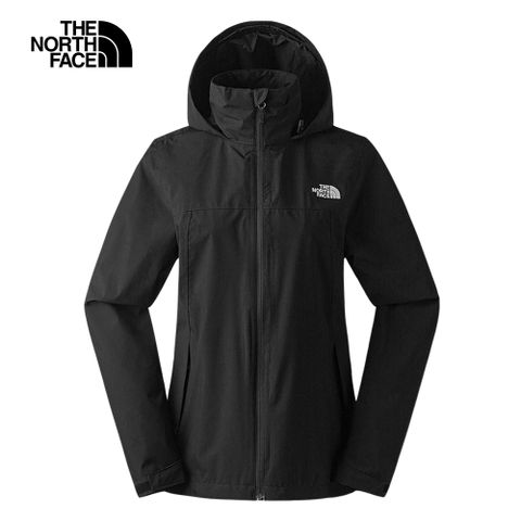 The North Face 北面 女款黑色防水透氣可調節收納連帽衝鋒衣88FYJK3