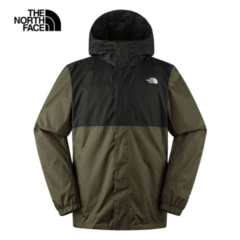 The North Face 北面 男款黑綠拼接防水透氣連帽衝鋒衣8AUNBQW