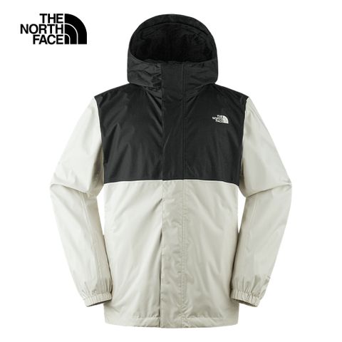 The North Face 北面 男款米黑拼接防水透氣連帽衝鋒衣8AUNVOR