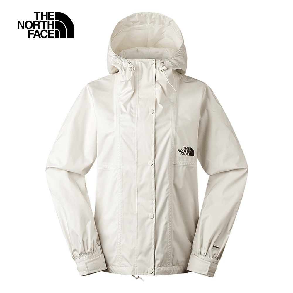 The North Face 北面 女款白色防水透氣可調節袖口連帽衝鋒衣8BABQLI