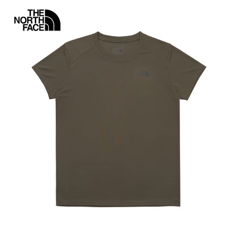 The North Face北面男女款綠色吸濕排汗舒適短袖T恤｜8AUT21L