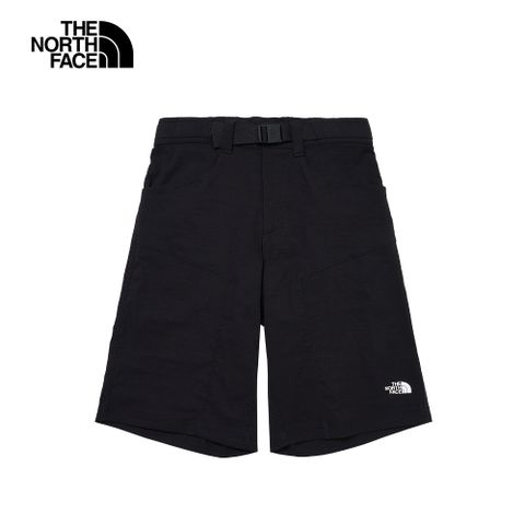 The North Face 北面 男款黑色吸濕排汗可調節腰帶舒適休閒短褲8AV6JK3