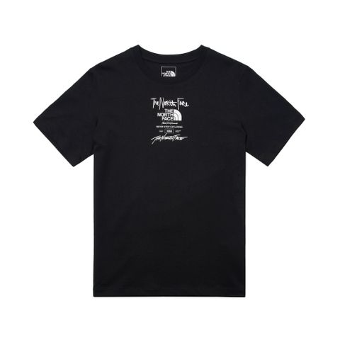 The North Face北面男女款黑色胸前經典品牌LOGO印花休閒短袖T恤｜8AUWJK3