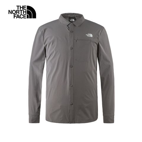 The North Face 北面 男款灰色防潑水防曬舒適休閒長袖襯衫4NCQ0UZ