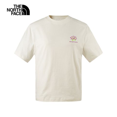 The North Face北面女款米白色純棉自然花卉印花短袖T恤｜88G1QLI