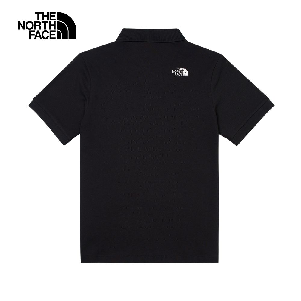 The North Face 北面 男款黑色品牌LOGO舒適立領短袖POLO衫87UXJK3